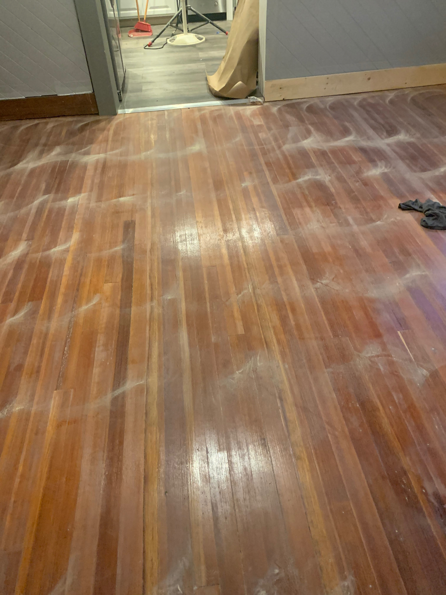Dining room & border — before maintenance buff and re-coat